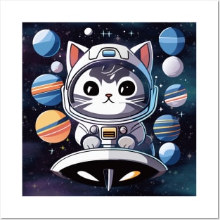 Cosmic Cat: Scottish Gray in Space Adventure Posters and Art